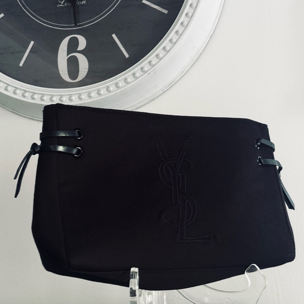Yves Saint Laurent, Small Black Parfums Clutch, Cosmetic Zipper Pouch